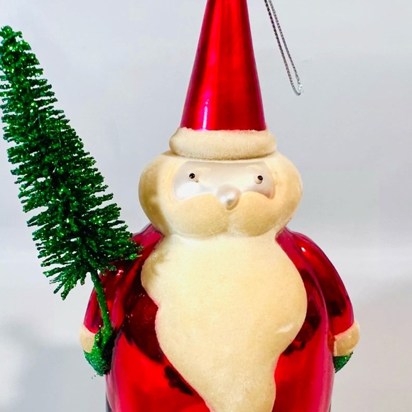 Vintage Bath & Body Works Glass Santa Claus Ornament 7.5" Flocked Beard LARGE - Picture 2 of 6